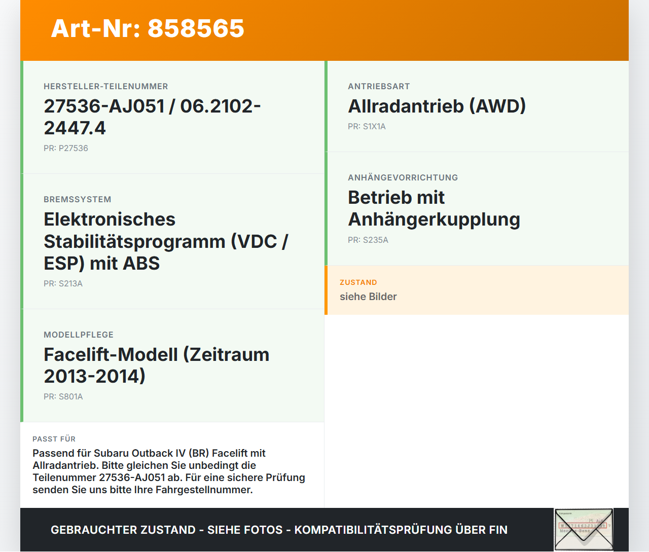 Subaru Outback 4 IV BR 13-14 ABS Steuergerät Aggregat Hydraulikblock Subaru Outback 4 IV BR 13-14 21.03.2014... Vorschau 3