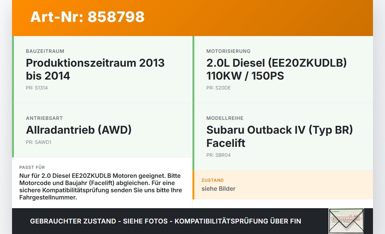 Subaru Outback 4 IV BR 13-14 2,0D 110KW EE20ZKUDLB Oberteil für Ölwanne Motorwanne Subaru Outback 4 IV BR 13-14... Vorschau 3