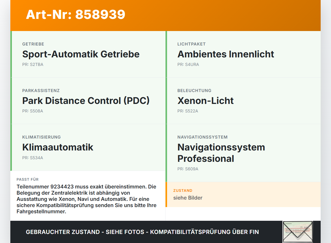 BMW F11 530d 10-13 3,0d 180KW Sicherungskasten Zentralelektrik BMW F11 530d 10-13 19.11.2010 61149234423 9234423... Vorschau 3