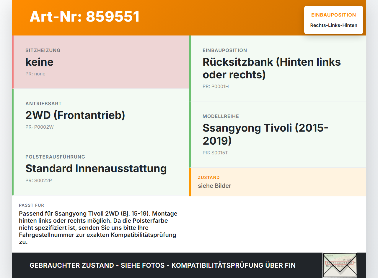 Ssangyong Tivoli 2WD 15-19 Kopfstütze Rechts oder Links Hinten Ssangyong Tivoli 2WD 15-19 01.01.2017 gebraucht Vorschau 3