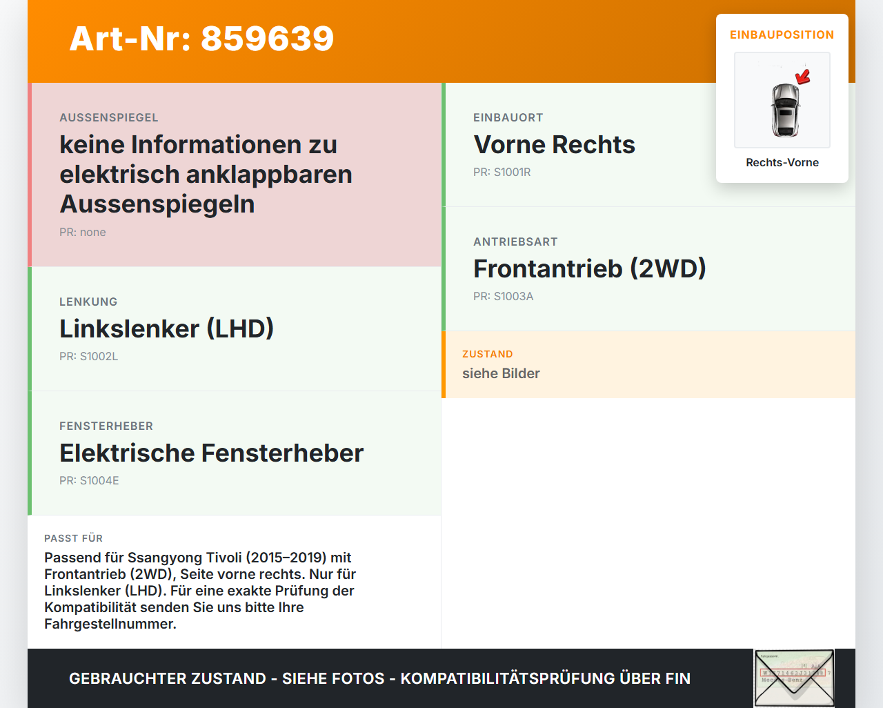 Ssangyong Tivoli 2WD 15-19 Kabelbaum für Tür und Fensterheber Rechts Vorne Ssangyong Tivoli 2WD 15-19 01.01.2017... Vorschau 3