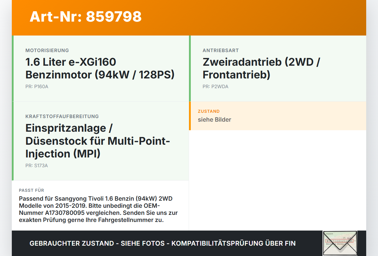 Ssangyong Tivoli 2WD 15-19 1,6 94KW Einspritzleiste Düsenstock für Einspritzanlage Ssangyong Tivoli 2WD 15-19... Vorschau 3