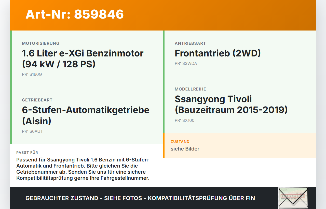 Ssangyong Tivoli 2WD 15-19 1,6 94KW Autom Wandler Drehmomentwandler für Getriebe Ssangyong Tivoli 2WD 15-19... Vorschau 3