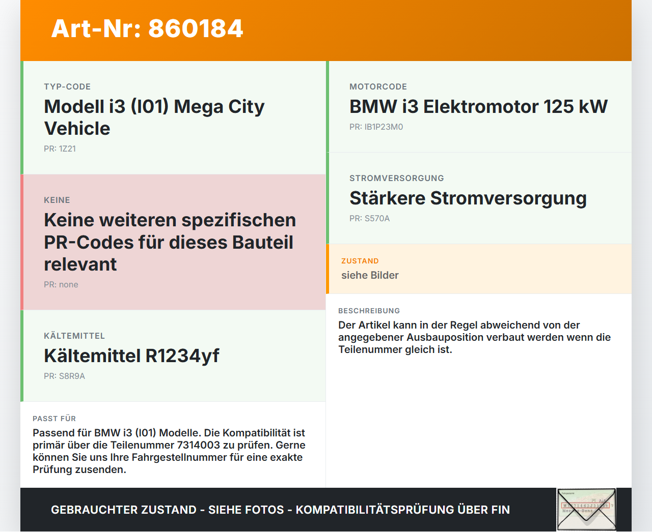 BMW I3 I01 13-17 Luftklappenstellmotor Stellmotor Pos.1 BMW I3 I01 13-17 27.02.2015 113530-1400 EFB492... Vorschau 3
