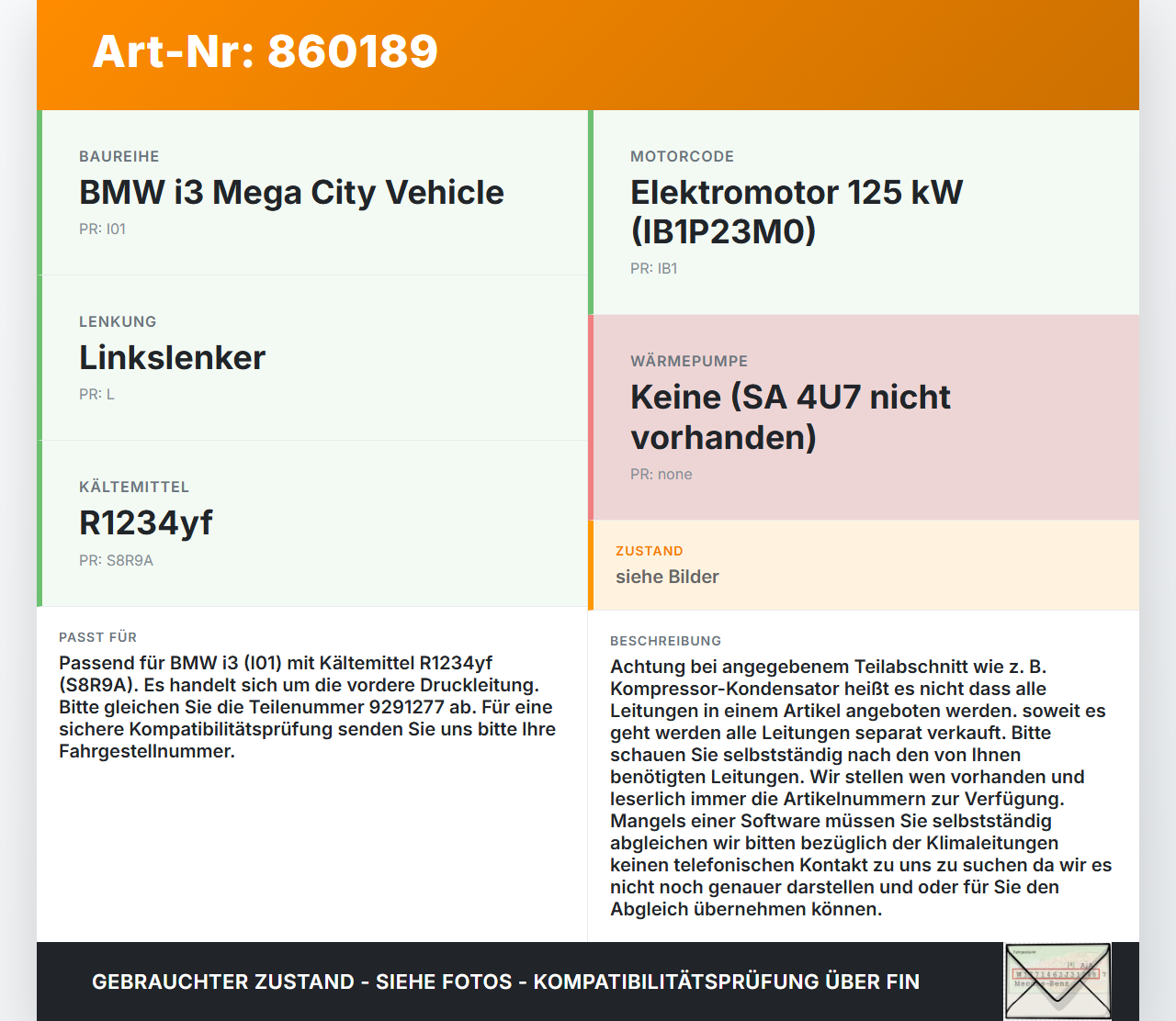 BMW I3 I01 13-17 Elektro  125KW Klimaschlauch Klimaleitung BMW I3 I01 13-17 27.02.2015 9291277 64.50-9291277-01... Vorschau 3