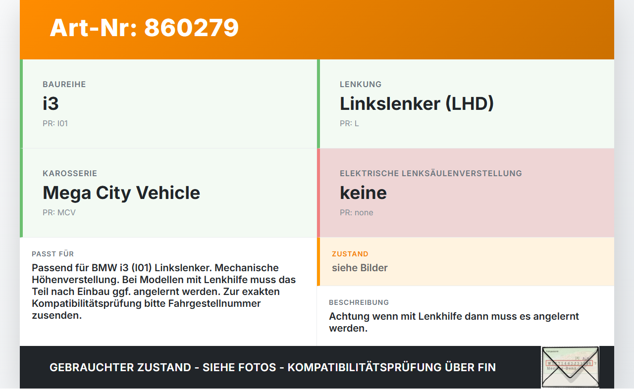 BMW I3 I01 13-17 Höhenverstellung für Lenksäule BMW I3 I01 13-17 27.02.2015 6865576 32306865576 6864555... Vorschau 3