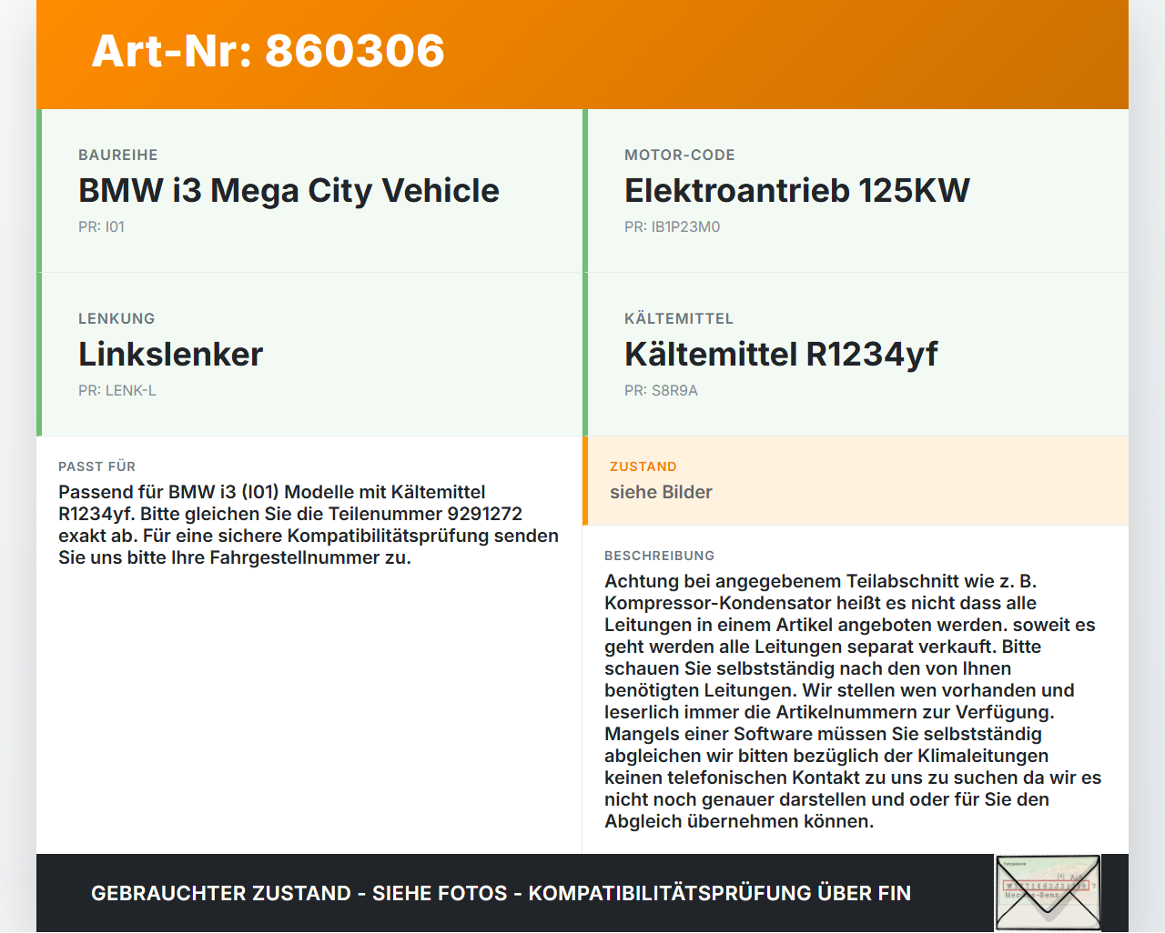 BMW I3 I01 13-17 Elektro  125KW Klimaschlauch Klimaleitung BMW I3 I01 13-17 27.02.2015 9291272 64.50-9291272-03... Vorschau 3