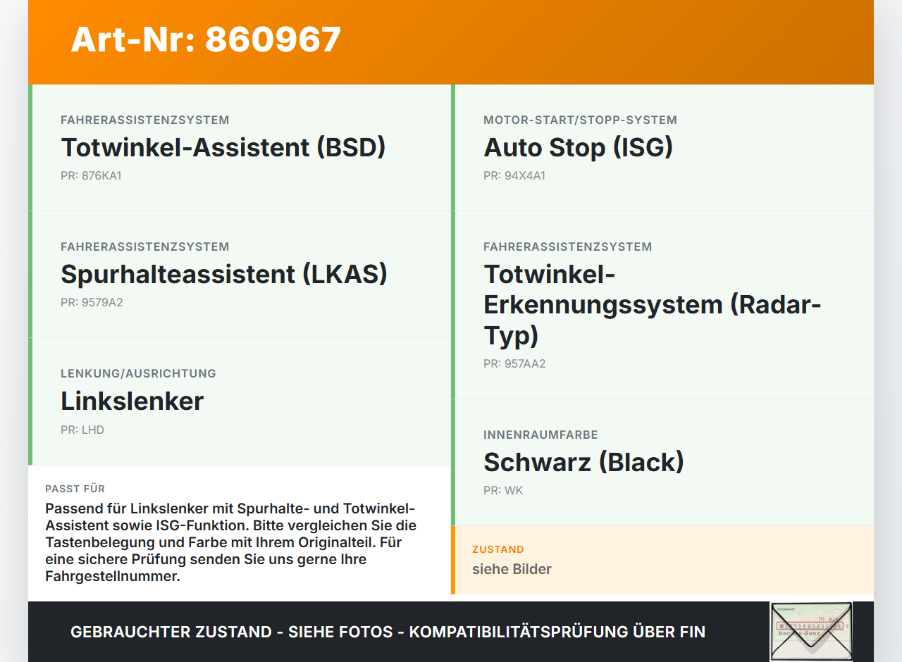 Kia Optima IV JF 15-18 Schalter Spurhalte Totwinkel Assistent Kia Optima IV JF 15-18 18.11.2016 93700-D4110 gebraucht Vorschau 3