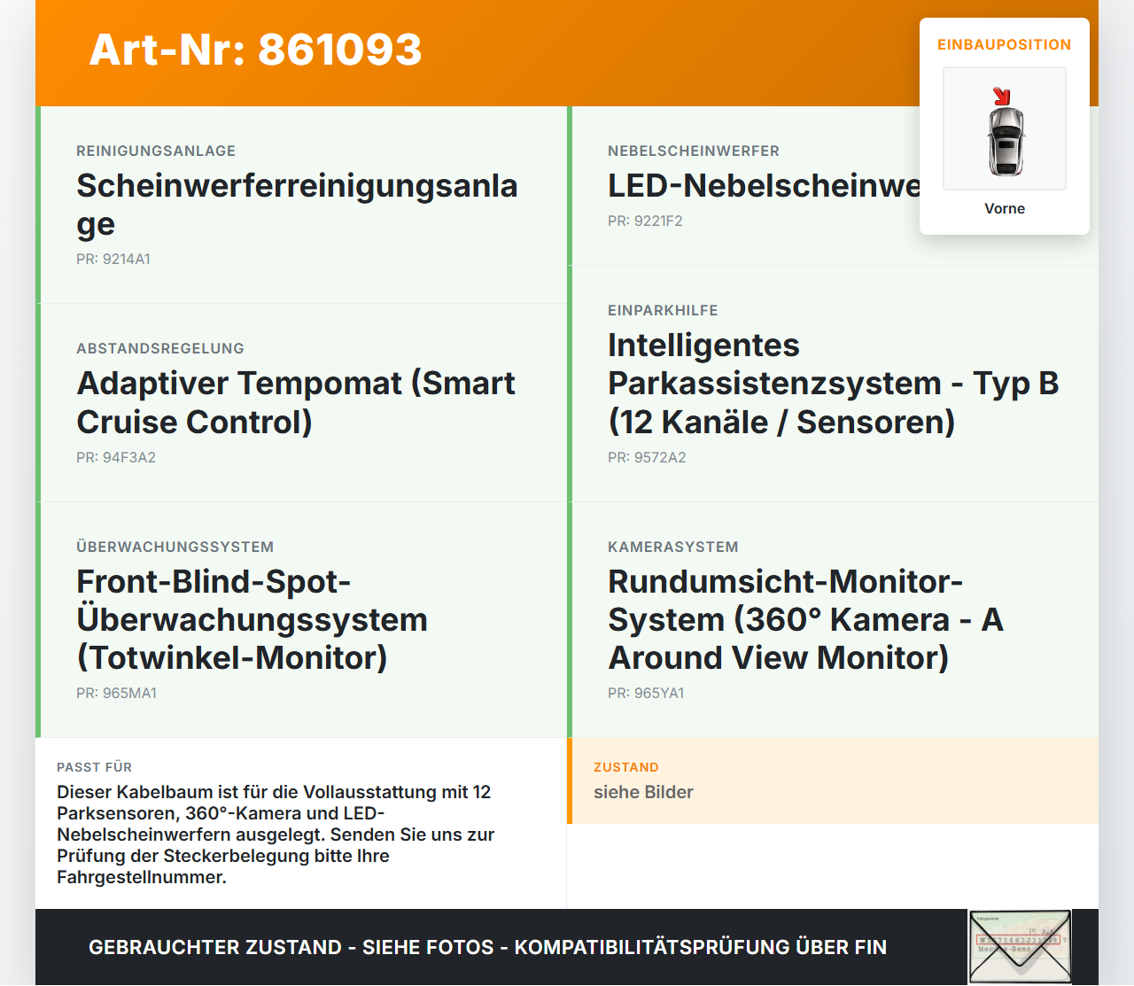 Kia Optima IV JF 15-18 Kabelbaum für Stoßstange Vorne Kia Optima IV JF 15-18 18.11.2016 91840-D4020 gebraucht Vorschau 3