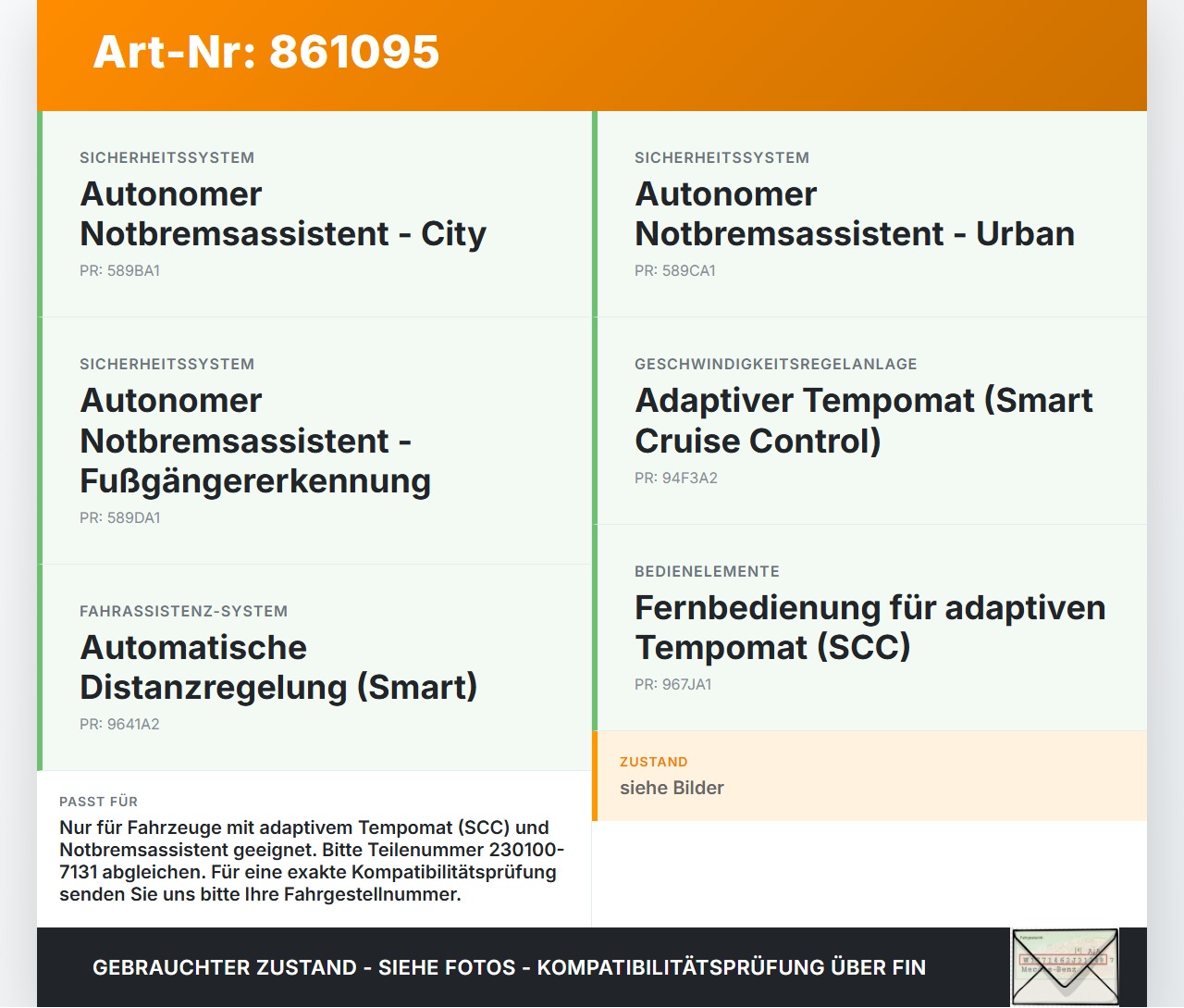 Kia Optima IV JF 15-18 Abstandssensor Radar Distronic Kia Optima IV JF 15-18 18.11.2016 230100-7131 D5964-00010... Vorschau 3
