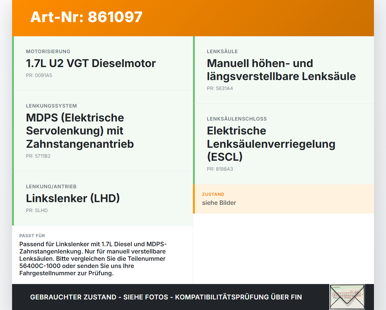 Kia Optima IV JF 15-18 Lenkungsteil Kreuzgelenk Kia Optima IV JF 15-18 18.11.2016 56400C-1000 gebraucht Vorschau 3