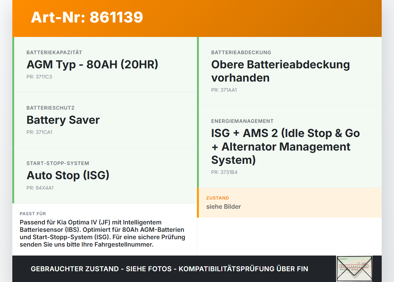 Kia Optima IV JF 15-18 Lim Polklemme Minus Klemme Stützpunkt für Batterie IBS 200X Kia Optima IV JF 15-18... Vorschau 3