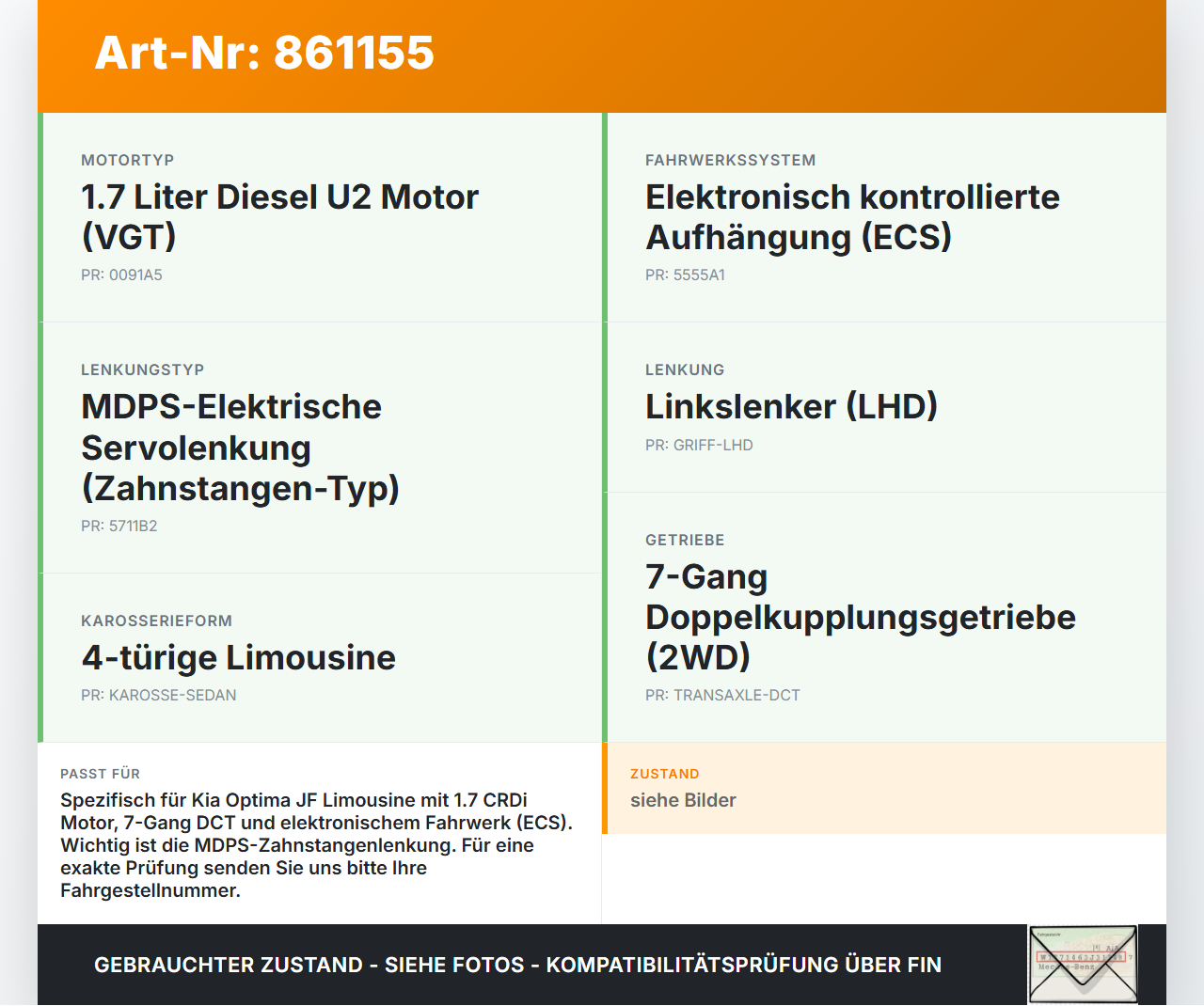 Kia Optima IV JF 15-18 CRDi 1,7 104KW Vorderachse Motorträger Motorhalter Achsträger Kia Optima IV JF 15-18... Vorschau 3