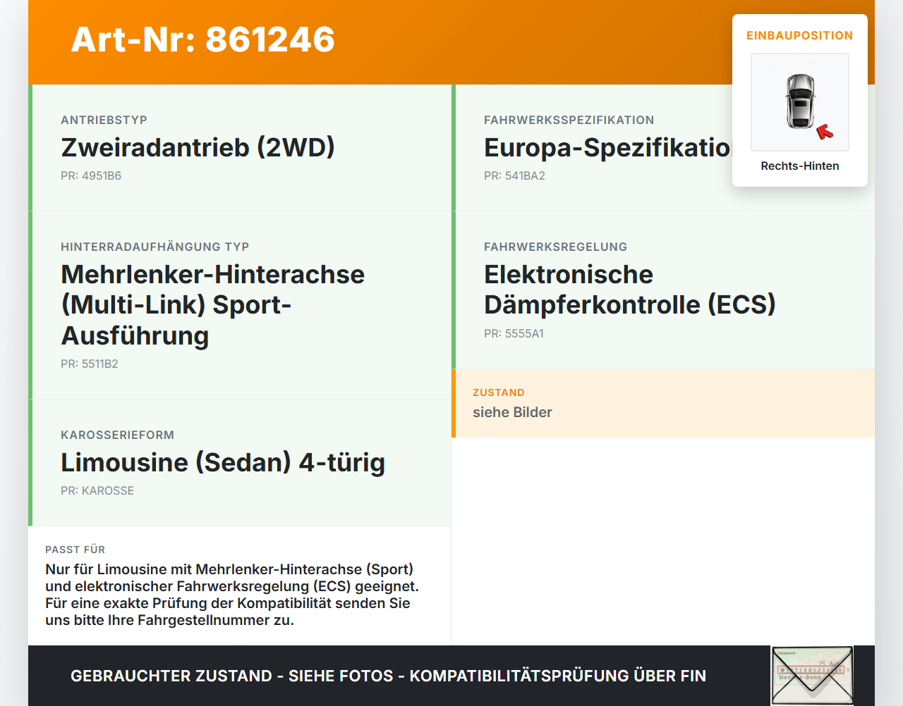 Kia Optima IV JF 15-18 Lim Querlenker Rechts Hinten Kia Optima IV JF 15-18 18.11.2016 55220C1710 gebraucht Vorschau 3