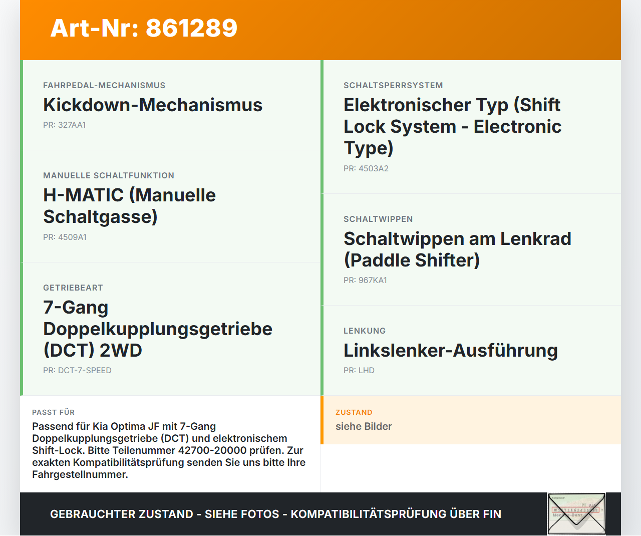Kia Optima IV JF 15-18 Steuergerät Getriebe Gangschalter Kia Optima IV JF 15-18 18.11.2016 42700-20000 gebraucht Vorschau 3