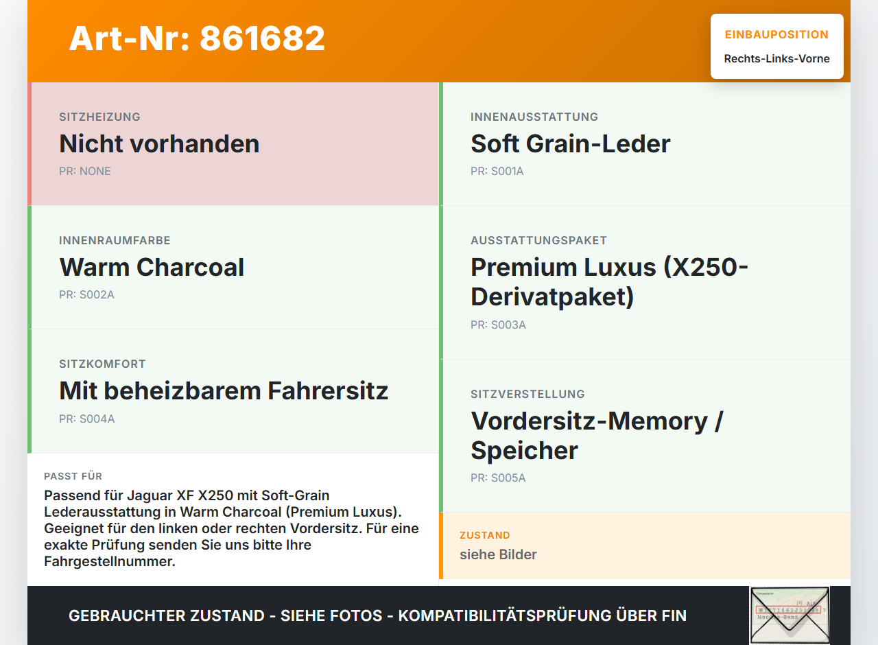 Jaguar XF X250 08-11 Kopfstütze für Fahrer Sitz Rechts oder Links Vorne Jaguar XF X250 08-11 08.12.2010 C2Z15139LEG... Vorschau 3
