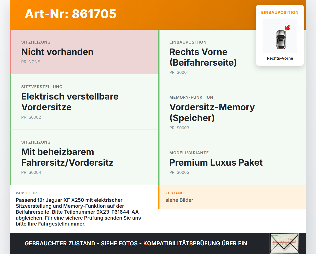 Jaguar XF X250 08-11 Stellmotor für Elektr. Sitzverstellung Rechts Vorne Jaguar XF X250 08-11 08.12.2010... Vorschau 3