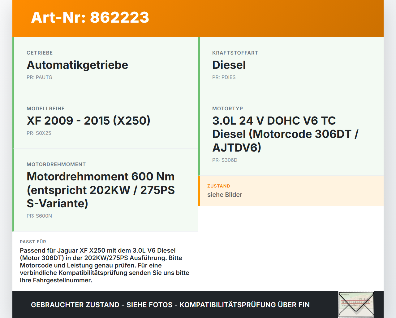 Jaguar XF X250 08-11 3,0d 202KW AJTDV6 306DT Riemenscheibe Jaguar XF X250 08-11 08.12.2010 JDE37423 gebraucht Vorschau 3