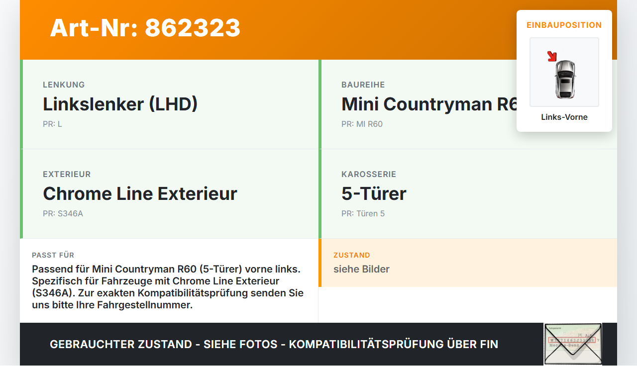 Mini Countryman One R60 10-16 Leiste Scheibendichtung für Tür Links Vorne Mini Countryman One R60 10-16 25.06.2013... Vorschau 3