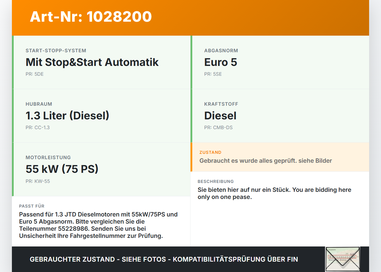 Fiat Qubo Fiorino 225 08-16 JTD 1,3 55KW Magnetventil 1 Fiat Qubo Fiorino 225 08-16 03.08.2011 55228986 7.03003.00... Vorschau 3