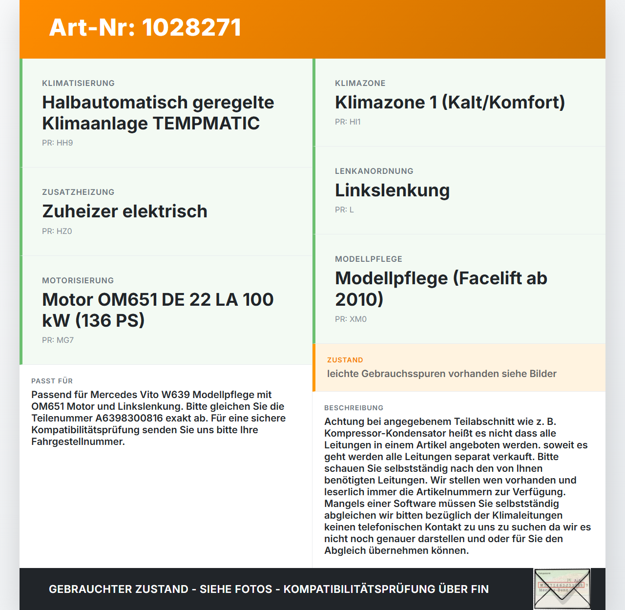 Mercedes Vito W639 10-14 CDI 2,2 100KW Klimaschlauch Klimaleitung Mercedes Vito W639 10-14 26.06.2013 A6398300816... Vorschau 3