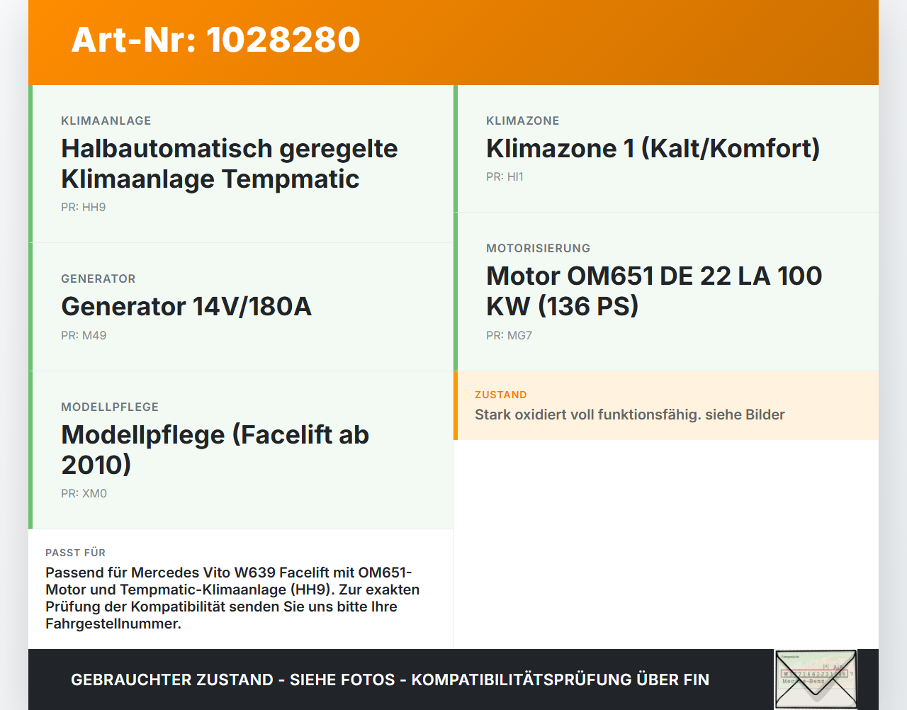 Mercedes Vito W639 10-14 CDI 2,2 100KW Klimakompressor Klima Kompressor Mercedes Vito W639 10-14 26.06.2013... Vorschau 3