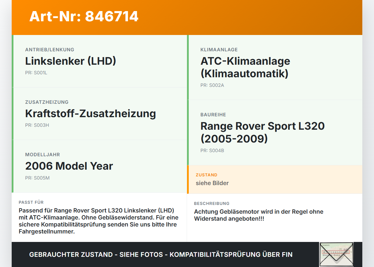 Range Rover Sport LS 05-10 Gebläsemotor Lüftermotor Heizungsgebläse Range Rover Sport LS 05-10 09.01.2006 JGC500050... Vorschau 3