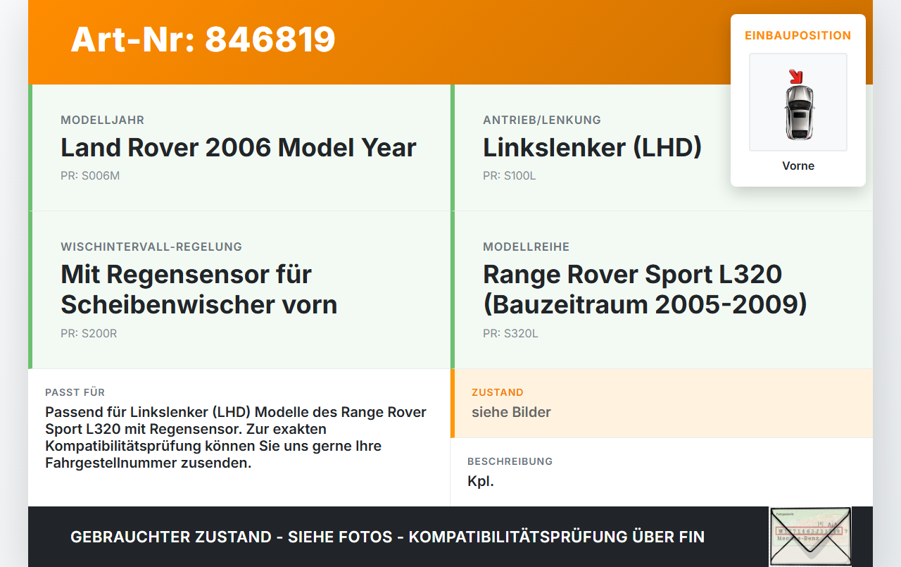 Range Rover Sport LS 05-10 Wischermotor m. Wischergestänge Vorne Range Rover Sport LS 05-10 09.01.2006 DLB500030... Vorschau 3
