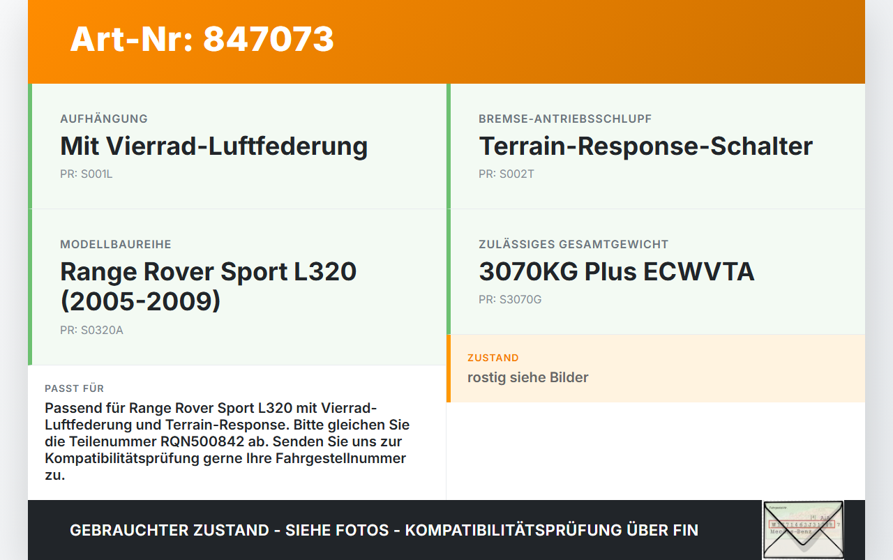 Range Rover Sport LS 05-10 Druckspeicher Range Rover Sport LS 05-10 09.01.2006 RQN500842 gebraucht Vorschau 3