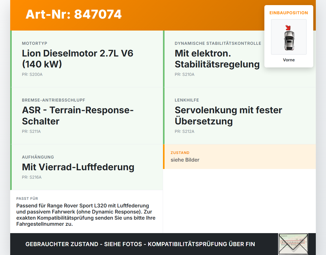 Range Rover Sport LS 05-10 Stabilisator Stabi Vorne Range Rover Sport LS 05-10 09.01.2006 gebraucht Vorschau 3