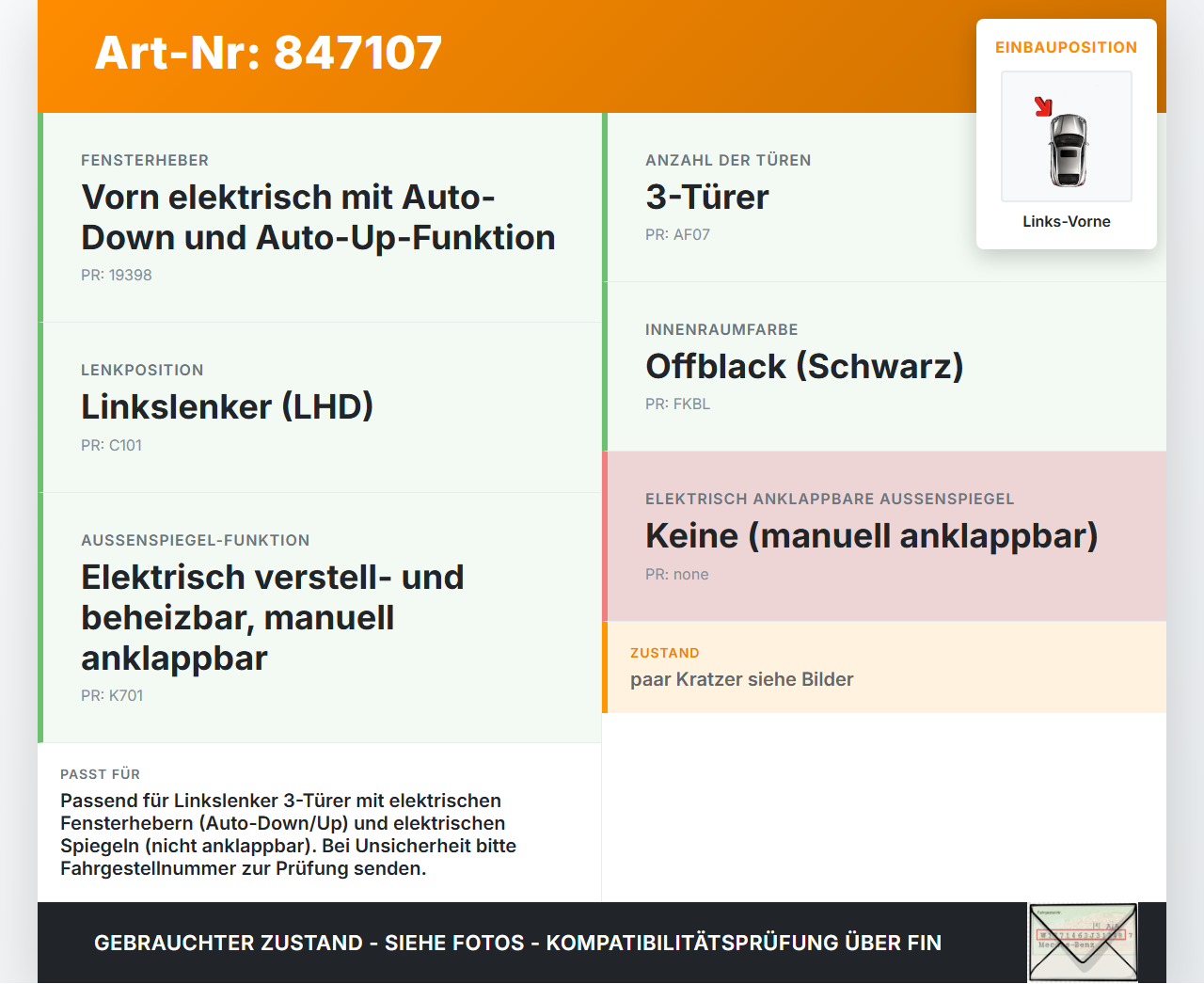 Volvo C30 06-09 3T Fensterheberschalter Schalter Links Vorne Volvo C30 06-09 03.04.2009 31295125 31295124AA... Vorschau 3
