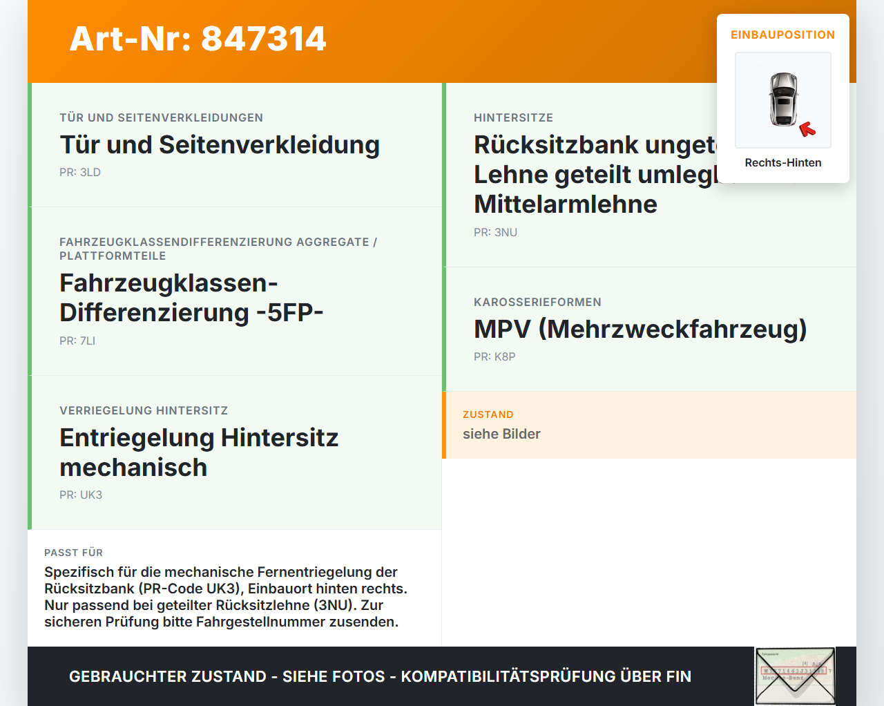 Seat Ateca KH7 16-20 Schalter Hebel für Klappfunktion Sitz Rechts Hinten Seat Ateca KH7 16-20 27.06.2017 575885592A... Vorschau 3