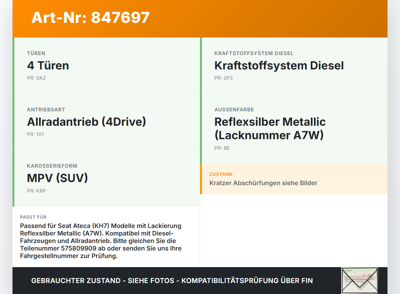 Seat Ateca KH7 16-20 Tankdeckel Tankklappe LA7W Seat Ateca KH7 16-20 27.06.2017 575809909 gebraucht Vorschau 3
