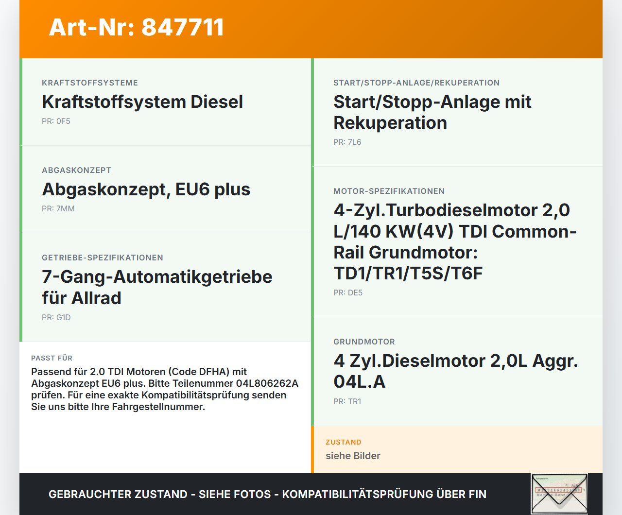 Seat Ateca KH7 16-20 TDI 2,0 140KW Lambdasonde Seat Ateca KH7 16-20 27.06.2017 04L906262AF 04L806262A gebraucht Vorschau 3