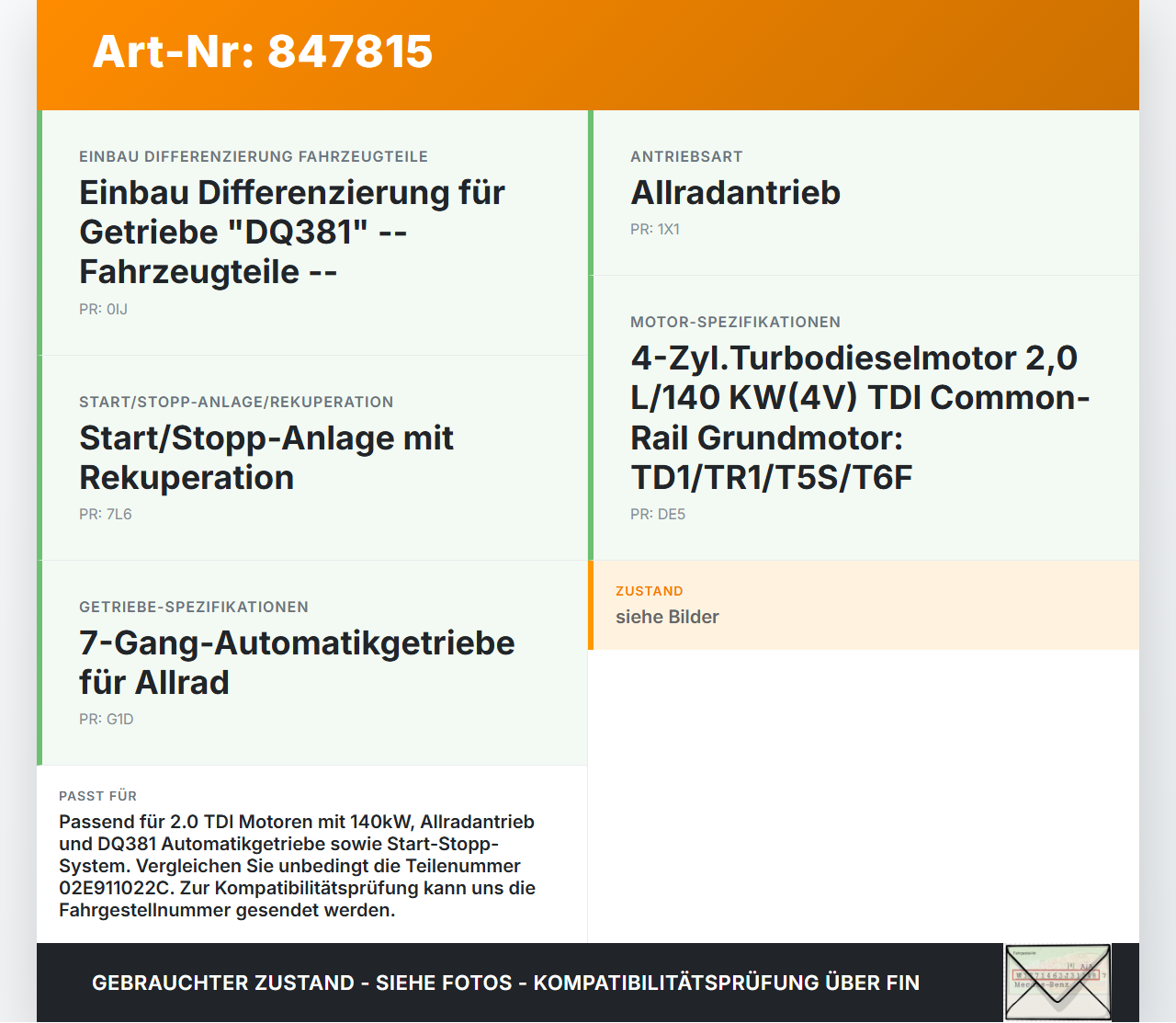 Seat Ateca KH7 16-20 TDI 2,0 140KW Autom Anlasser Starter Seat Ateca KH7 16-20 27.06.2017 02E911022C RSW20R-10 gebraucht Vorschau 3