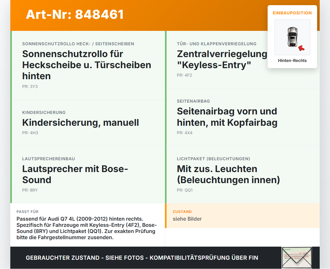 Audi Q7 4L 09-12 Kabelbaum Leitungssatz für Tür und Fensterheber Hinten Rechts Audi Q7 4L 09-12 15.09.2011... Vorschau 3