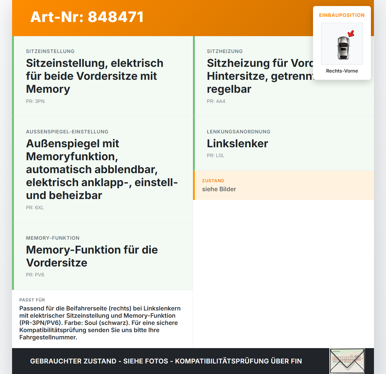 Audi Q7 4L 09-12 Schalter Sitzverstellung Memory Rechts Vorne Audi Q7 4L 09-12 15.09.2011 4F2959769A 4F2959769A5PR... Vorschau 3