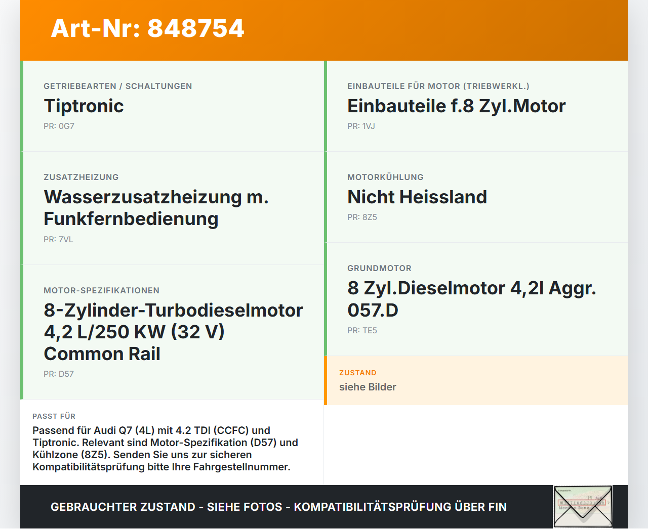 Audi Q7 4L 09-12 TDI 4,2 250KW Wasserkühler Kühler Audi Q7 4L 09-12 15.09.2011 K265200901 7L6121253E gebraucht Vorschau 3