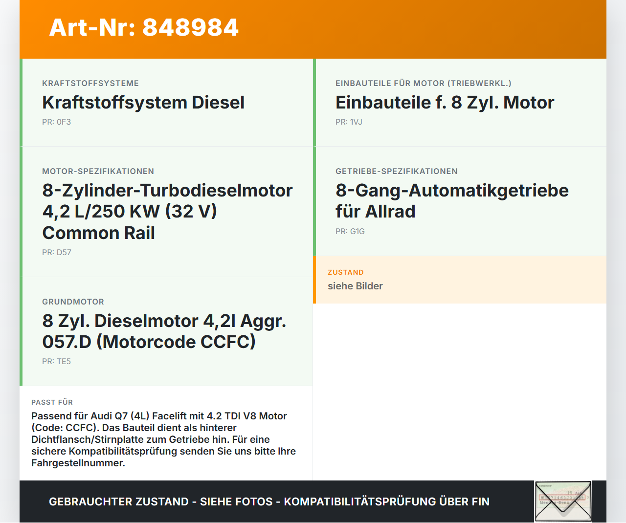 Audi Q7 4L 09-12 TDI 4,2 250KW Platte für Motor Stirnplatte Gehäuse Motorblock Audi Q7 4L 09-12 15.09.2011 0741104... Vorschau 3