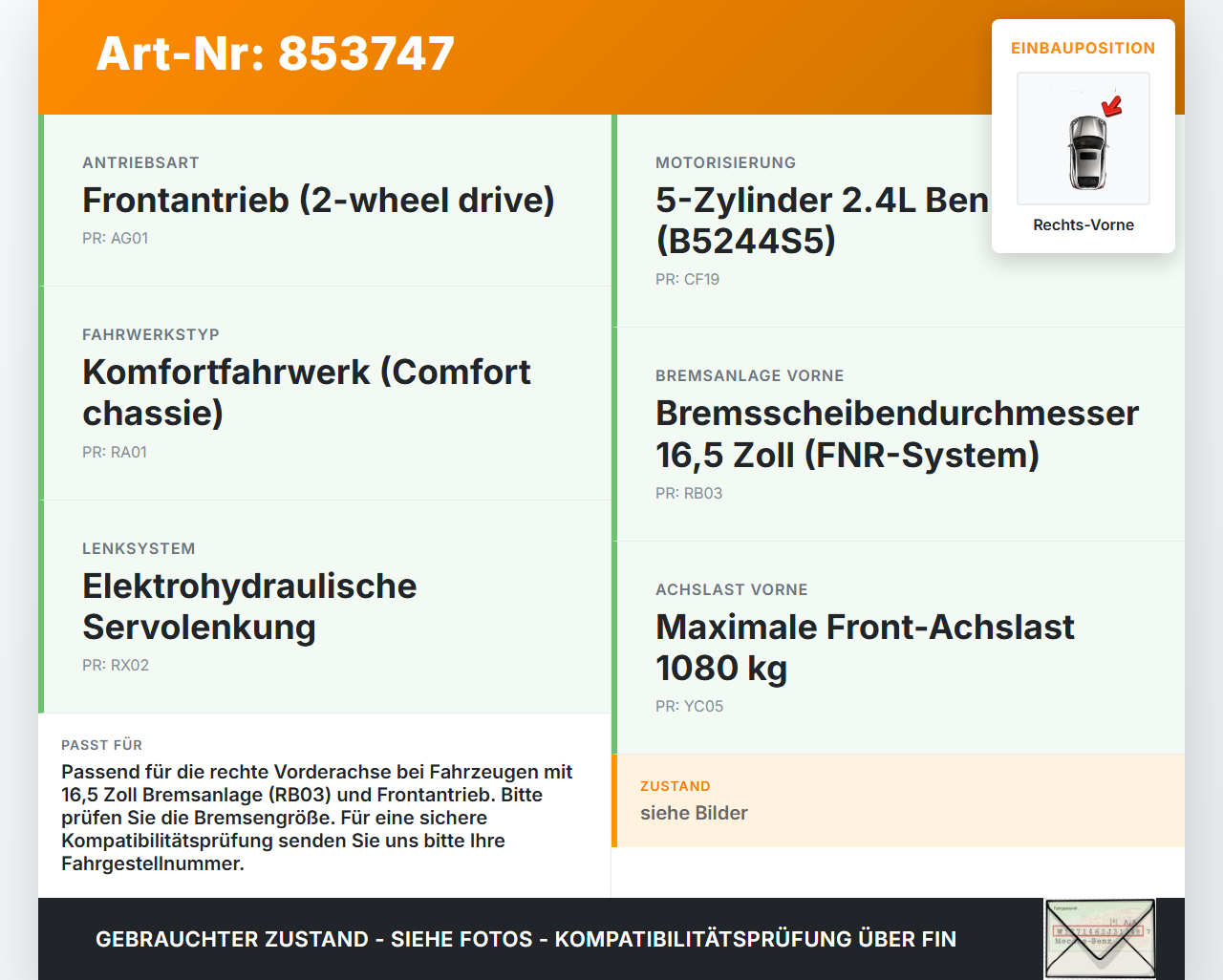 Volvo C70 II 542 05-09 2,4 103KW Achsschenkel Radnabe Rechts Vorne Volvo C70 II 542 05-09 11.05.2006 40014AX600... Vorschau 3