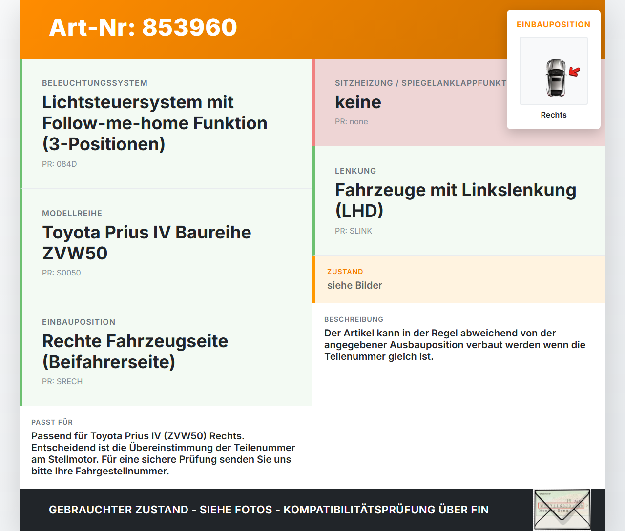 Toyota Prius IV ZVW5 16-19 Stellmotor für Scheinwerfer LWR Rechts Toyota Prius IV ZVW5 16-19 13.11.2017 8566148050... Vorschau 3