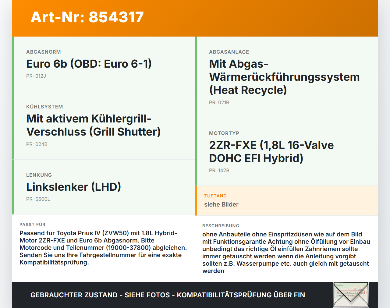 Toyota Prius IV ZVW5 16-19 Hybrid VVT-i 1,8 72KW 2ZR-FXE Motor Triebwerk 2ZR-FXE Toyota Prius IV ZVW5 16-19... Vorschau 3