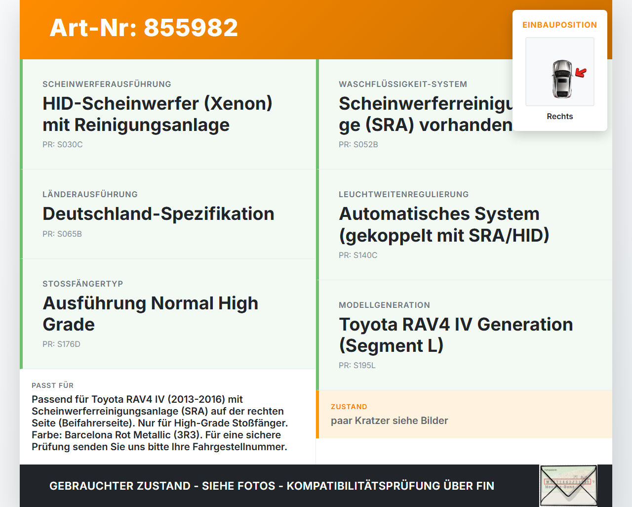 Toyota RAV4 IV 13-16 Deckel Klappe Abdeckung für Waschdüse Scheinwerfer SRA Rechts Toyota RAV4 IV 13-16 04.07.2014... Vorschau 3
