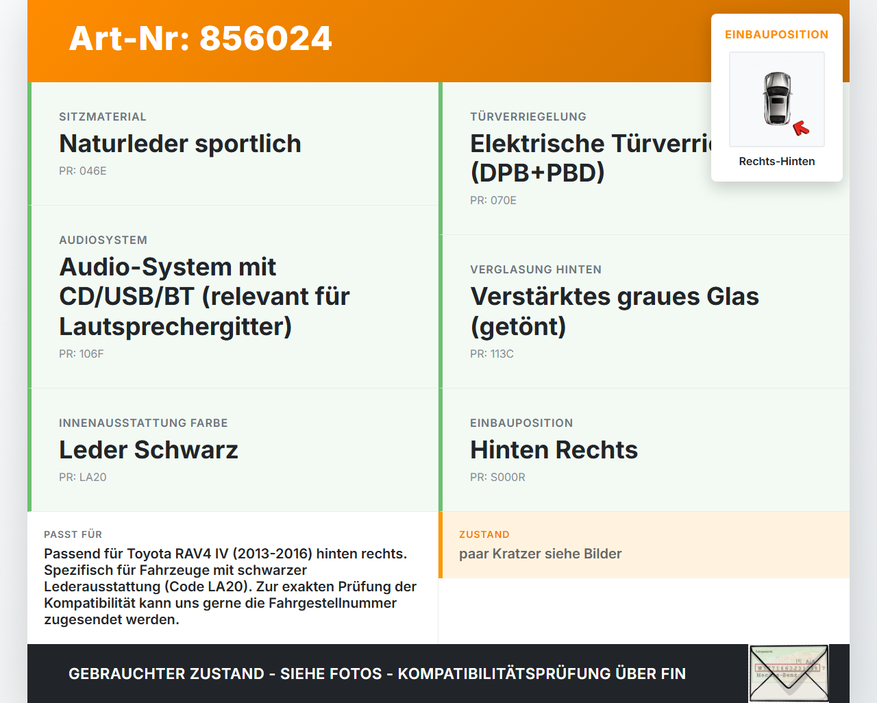 Toyota RAV4 IV 13-16 Türverkleidung Türpappe Rechts Hinten Toyota RAV4 IV 13-16 04.07.2014 gebraucht Vorschau 3