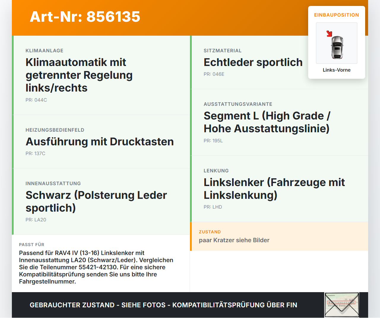 Toyota RAV4 IV 13-16 Blende für Armaturenbrett Abdeckung Links Vorne Toyota RAV4 IV 13-16 04.07.2014 55421-42130... Vorschau 3