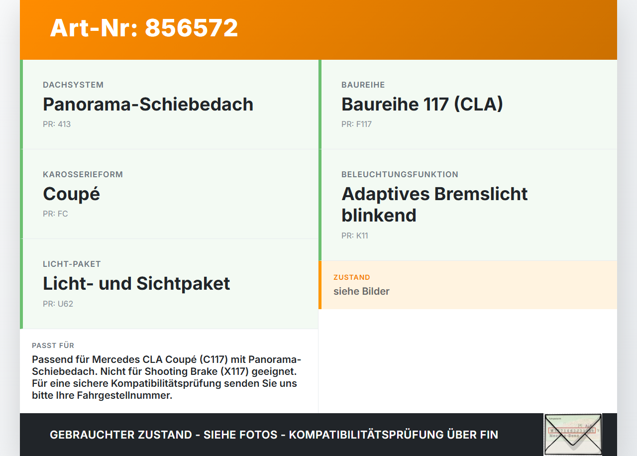 Mercedes CLA 180 C117 13-19 Coupe Bremslicht 3. Bremsleuchte für Klappe Mercedes CLA 180 C117 13-19 15.12.2016... Vorschau 3