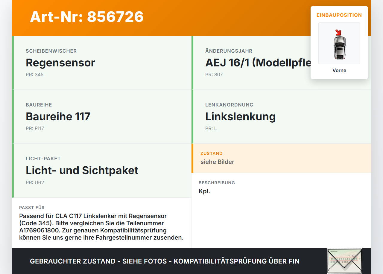 Mercedes CLA 180 C117 13-19 Wischermotor m. Wischergestänge Vorne Mercedes CLA 180 C117 13-19 15.12.2016... Vorschau 3