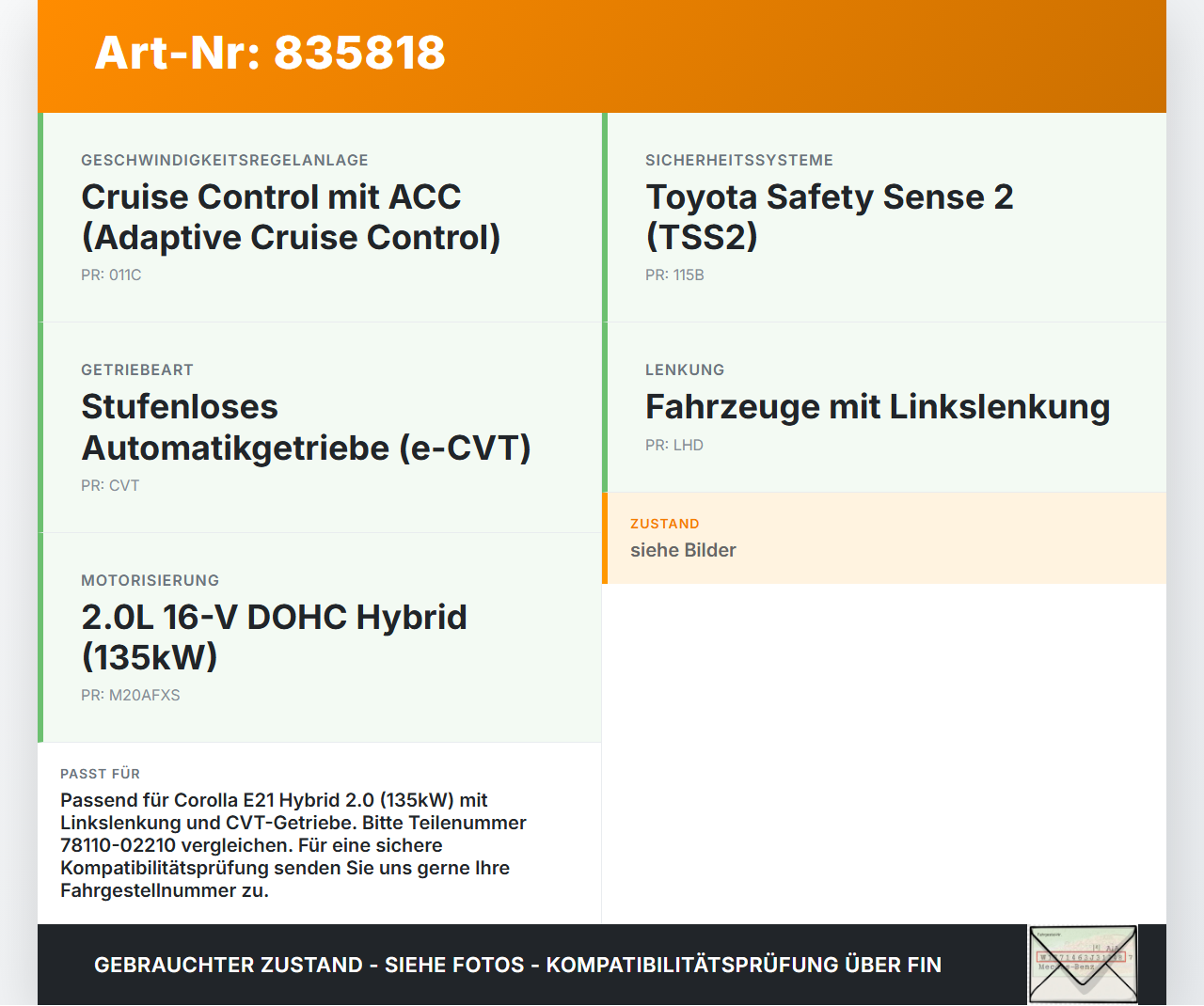Toyota Corolla E21 19-23 Hybrid 2,0 135KW Gaswertgeber Gaspedal Toyota Corolla E21 19-23 01.01.2019 7811002210... Vorschau 3