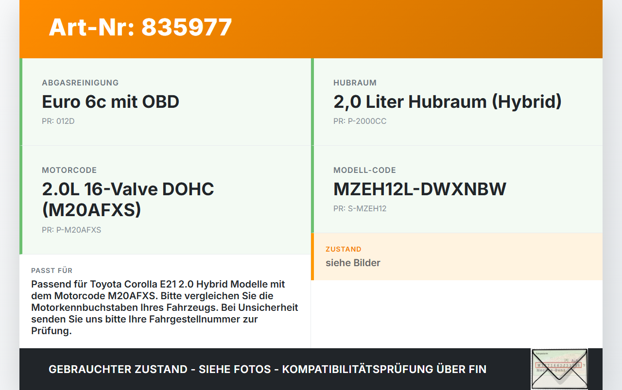 Toyota Corolla E21 19-23 Hybrid 2,0 Hybrid 135KW Nockenwellensensor Impulsgeber für Nockenwellenverstellung Toyota... Vorschau 3