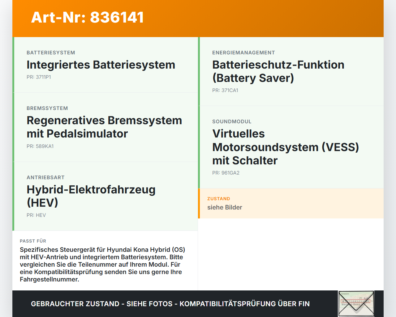 Hyundai Kona Hybr I OS 17-20 DE HEV SNSG BOX Steuergerät ECU Modul Pos.1 Hyundai Kona Hybr I OS 17-20 26.06.2020... Vorschau 3